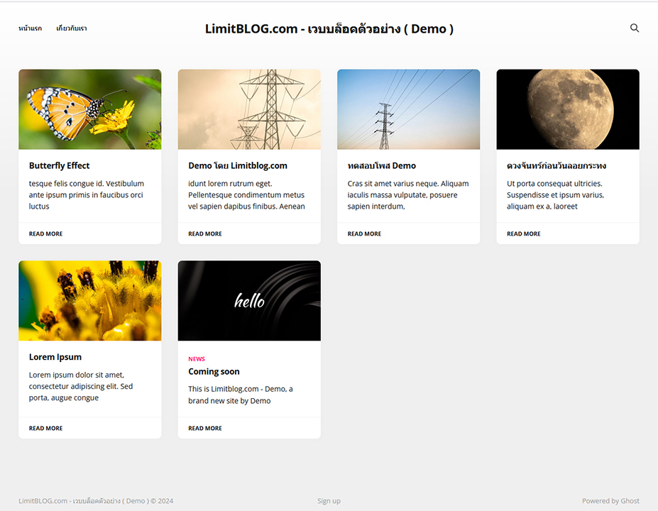 หน้าเวบตัวอย่าง demo.limitblog.com