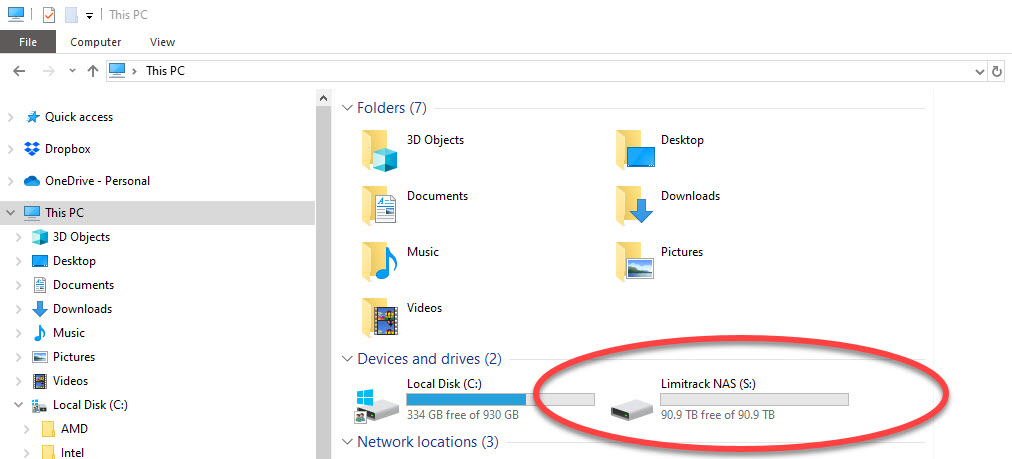 บริการ Limitrack NAS ให้คุณ Map Drive บน Windows Explorer ได้มากถึง 100 TB ทุกเครื่อง ทุกที่ ทุกเวลา